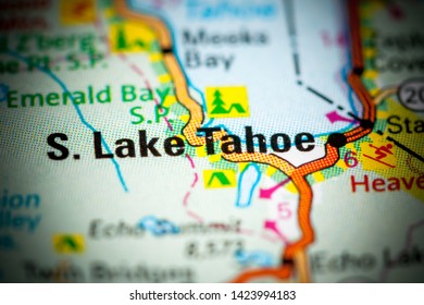 South Lake Tahoe. California. USA On A Map