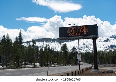 South Lake Tahoe, CaliforniaUnited States - March 2020

Digital Covid-19 Highway Sign In The Mountains That Reads 