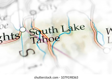 South Lake Tahoe, USA On A Map. 