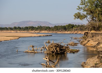 South Luangwa River In Zambia, Africa