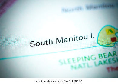 South Manitou Island. Michigan. USA On A Map