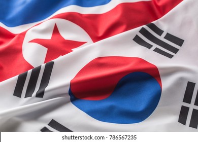 South And North Korea Flag.