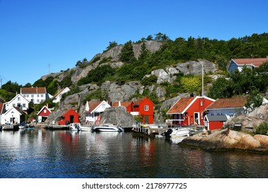 South Of Norway. Kristiansand In  Summer. Beautiful Bright Houses.