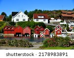 South of Norway.Kristiansand in Summer. Picture of the beautiful colour houses.