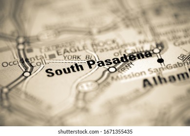 South Pasadena. California. USA On A Geography Map