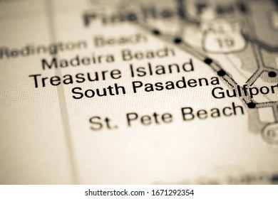 South Pasadena. Florida. USA On A Map