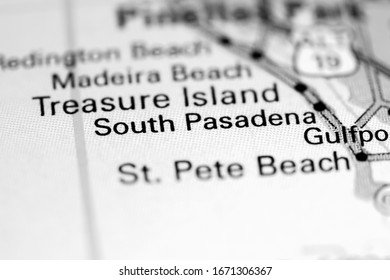 South Pasadena. Florida. USA On A Map