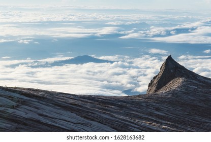 South Peak Over Clouds In The Morning On Kota Kinabalu Mountain In Malaysia