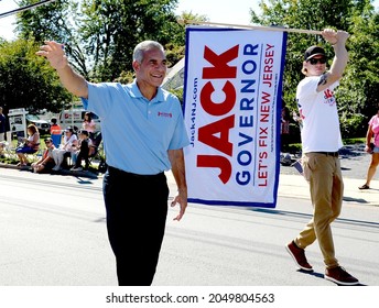 SOUTH PLAINFIELD, NEW JERSEY - September 25,2021: Jack Ciattarelli, Republican candidate for Governor of New Jersey waves to parade-goers during the rescheduled Labor Day Parade in So. Plainfield, NJ.