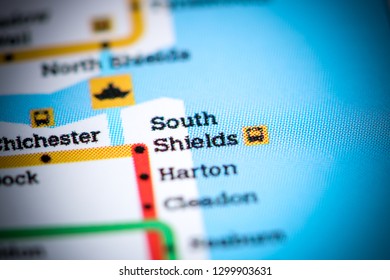 South Shields Station. Newcastle Metro Map.