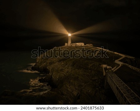 South stack lighthouse at sunset, Anglesey, holy island, Wales, great Britain, united kingdom, Europe