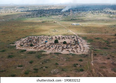 South Sudan Village With City Of Juba In The Background