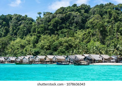 South Thailand, Surin Islands, Moken Village, Bamboo Huts, Sea Gypsies