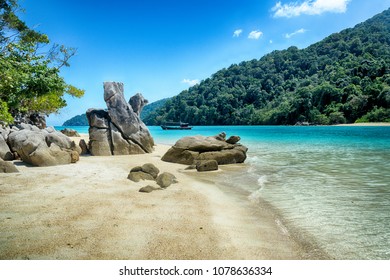 South Thailand, Surin Islands,the Best Snorkeling Conditions, Bleached Rock Formation At The Seashore