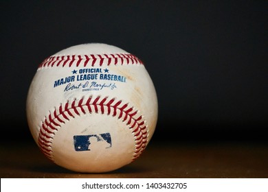 South Tyrol, Italy - May 20 2019: Used Major League Baseball (MLB) Baseball