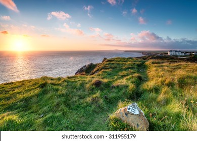 The South West Coast Path on cliffs above Mullion Cove on the Lizard Peninsula in Cornwall - Powered by Shutterstock