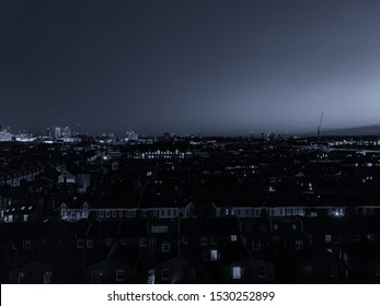 South West London Skyline At Sunset, Aerial View.