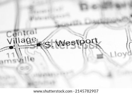 South Westport. Massachusetts. USA on a geography map