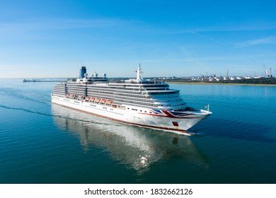 Southampton, England. July 29th 2020. MS Arcadia Is A Cruise Ship In The P&O Cruises Fleet. Arriving At Southampton Empty Due To Pandemic Covid 19.