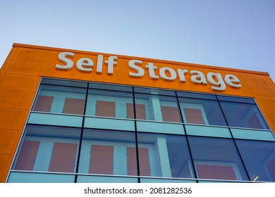 Southampton, Hampshire, England - 11.25.2021 : A Self Storage Warehouse Building. Exterior Of Public Hire Storage Unit. 