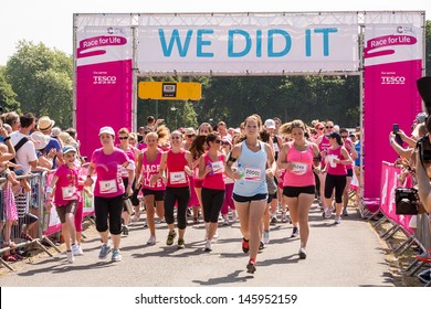 SOUTHAMPTON, UK - JULY 14 : Thousands Of Women Gather For The Annual Race For Life To Raise Money For Cancer Research. 14 July 2013 In Southampton, UK.