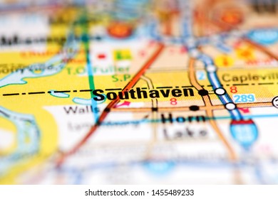 Southaven. Mississippi. USA On A Geography Map