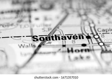 Southaven. Mississippi. USA On A Geography Map