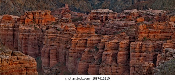 South-East Kazakhstan. Picturesque mountains in the area of the natural national Park "Charyn canyon". The height of the steep mountains of the canyon reaches 150-300 m.