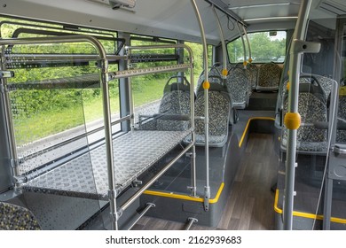 Southend On Sea, UK 25 May 2022 : Inside London Stansted Airport Bus Service. Empty Seats And Luggage Rack 