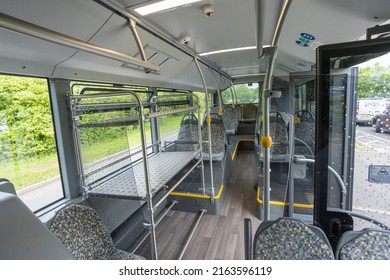 Southend On Sea, UK 25 May 2022 :  Inside London Stansted Airport Bus. Empty Seats, Open Door And Luggage Rack