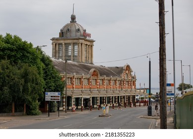 Southend-on-Sea, UK  July 21st 2022  The Kursaal Building With Decorative Brickwork And Dome. A Victorian Era Amusement Park And Later, A Ballroom, Casino And Bowling Alley. Now Unused And In Decay.