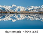 The Southern Alps Reflected in the Still Waters of Lake Clearwater 
Hakatere Conservation Park, Southern Alps, New Zealand