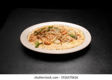 Southern American Breakfast Cuisine Known As Shrimp And Grits