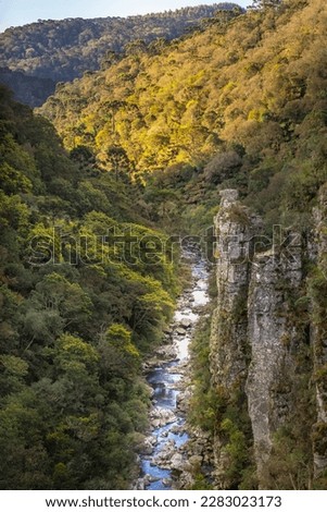 Southern Brazil canyon and river landscape at peaceful sunrise