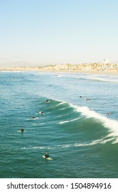 Southern California Landscape With Surfers