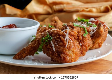 Southern Crispy Battered Fried Chicken Wings With BBQ Dipping Sauce