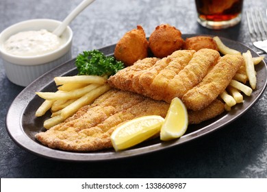 southern fried fish plate, american cuisine
