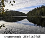 Southern Konnevesi National Park, Rautalampi, Finland, September 21 2024. Three mountain hike and visit to the viewpoints.  Beautiful landscapes and a challenging trail. Kitulampi.