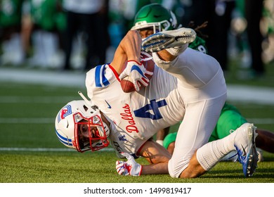 Southern Methodist Mustangs Wide Receiver Tyler Page (4)during A NCAA Football Game Between UNT And SMU September 7, 2019, At Gerald J. Ford Stadium, Dallas, Texas.