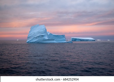 Southern Ocean Antarctica, Pink Sunset Over Iceberg