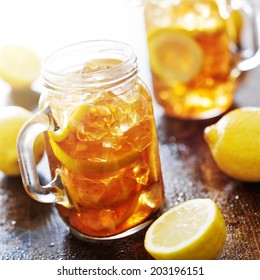 Southern Sweet Tea In A Rustic Jar