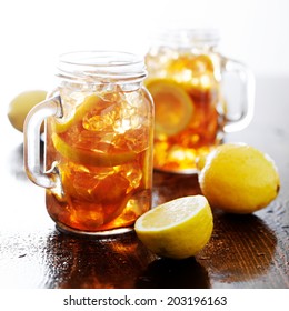 Southern Sweet Tea In A Rustic Jar