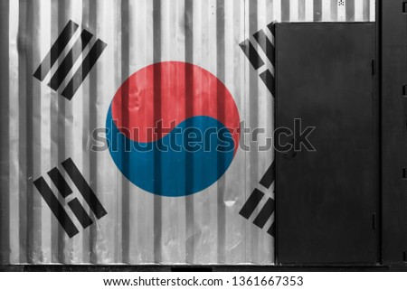 SouthKorea country flag on a metal container with a black door
