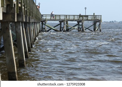 Southport NC Pier With Ocean Water