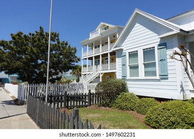 SOUTHPORT, NC / USA - April 2018 - Homes In Downtown Neighborhood