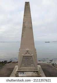 SOUTHSEA, ENGLAND - October 8 2021:  A Memorial To Those Who Died On The HMS Aboukir Due To An Outbreak Of Yellow Fever As Seen Here On Southsea Seafront.