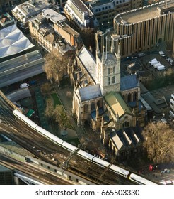 Southwark Central Church, Aerial View In London City     