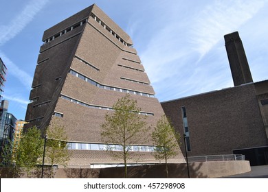 Southwark London 24 July 2016; New , Twisting And Pyramid Like Shape Building With Brick Facade  Of Tate Modern A National British Art Gallery Of International Modern Art