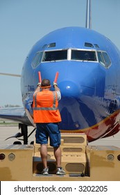 Southwest Airlines Airplane Arriving At The Gate On A Sunny Day