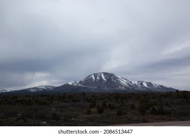 Southwestern Landscape With Mountain And Snow